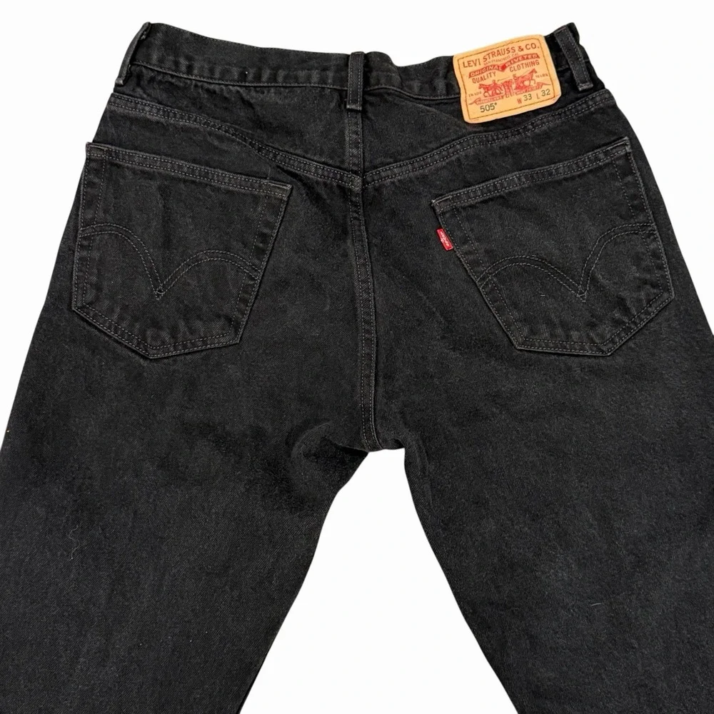 Levi's 505 Jeans 30x30 Black Regular Fit Straight Leg Denim Dark Wash Zip Fly